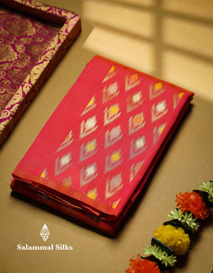 Beautiful Royal Blue Ikkat Semi Silk Fancy Saree With Vadamalli Blouse