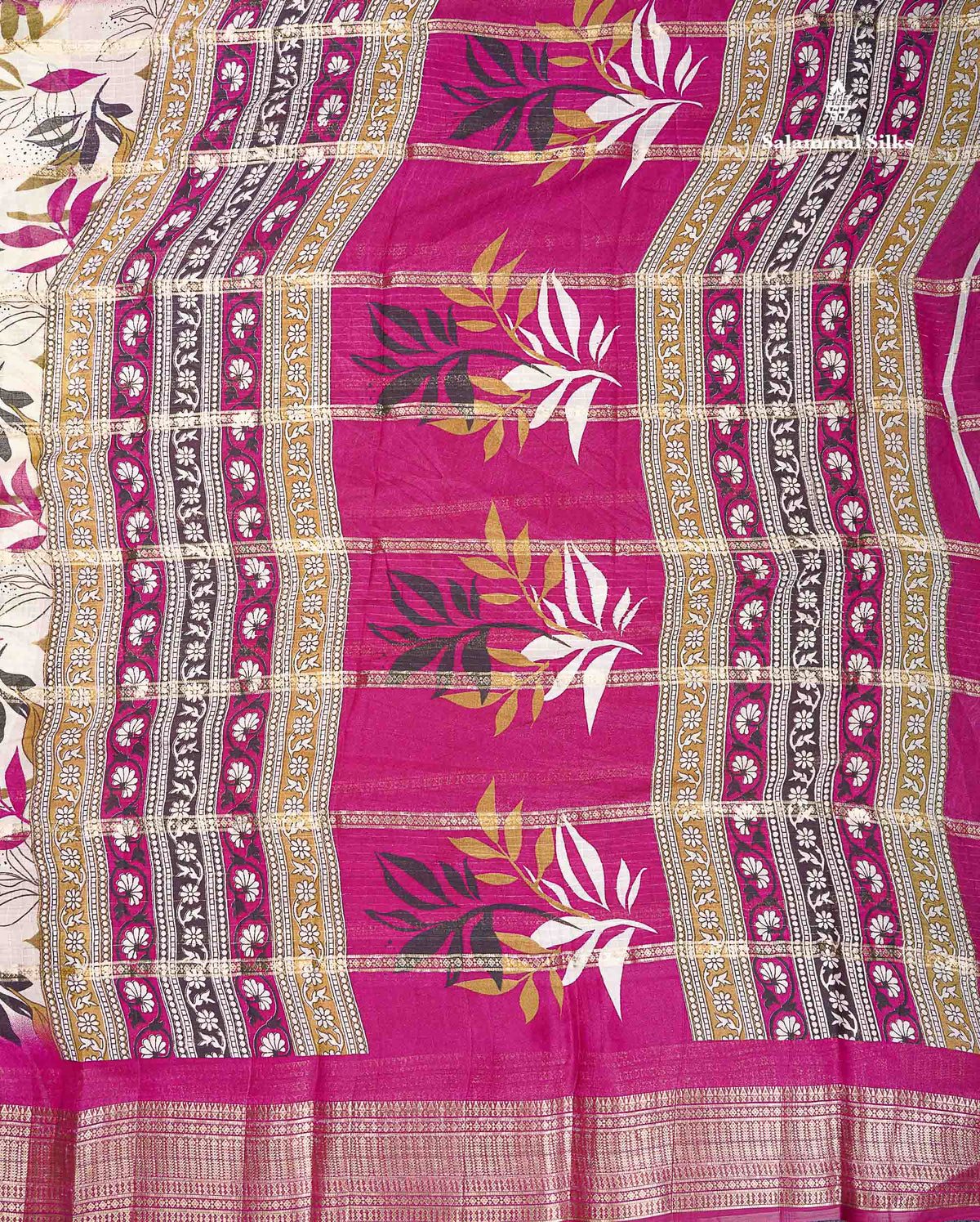 Semi Crepe Silk Saree - Half White Colour Body With Contrast Black Fancy Border
