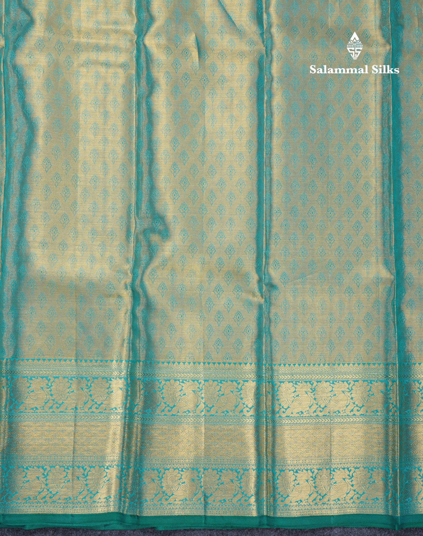 Sapphire Green Meenakari Tissue Bridal Pure Kanjivaram Silk Saree With Self Traditional Border
