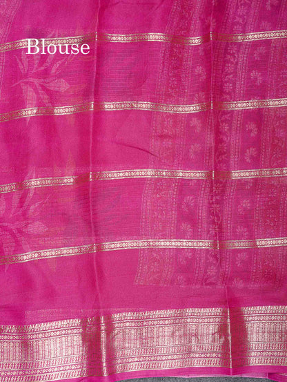Semi Crepe Silk Saree - Half White Colour Body With Contrast Black Fancy Border