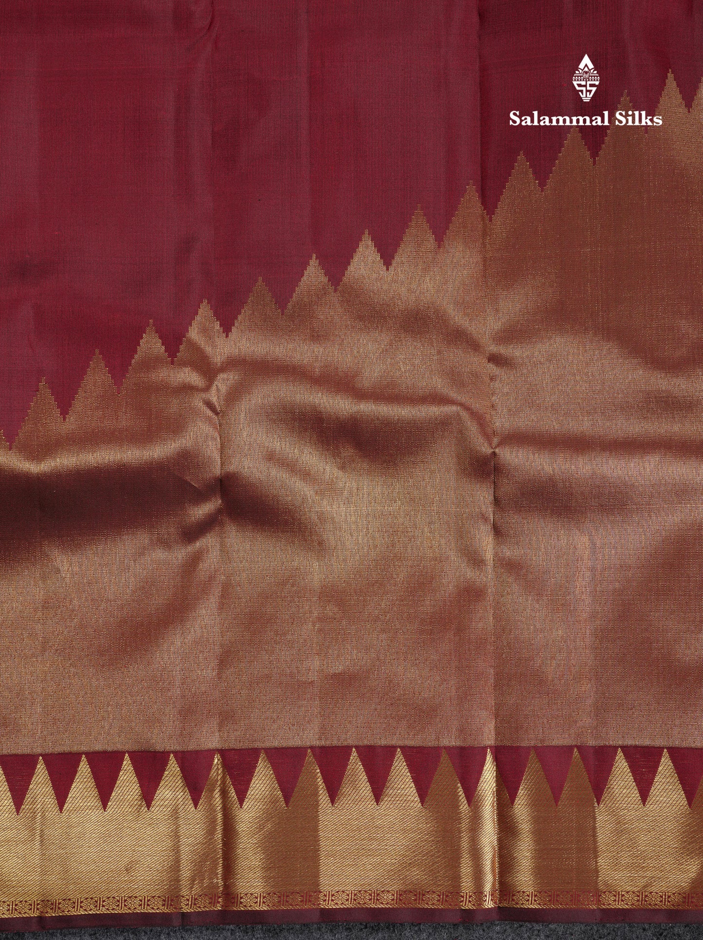 Beautiful Dark Maroon Rising Temple Pure Kanjivaram Silk Saree With Traditional Border