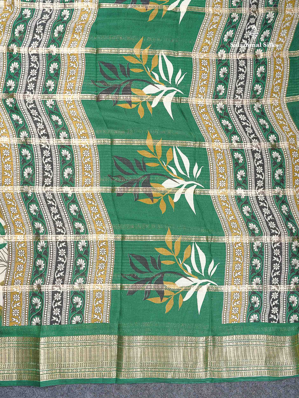 Semi Crepe Silk Saree - Half White Colour Body With Contrast Black Fancy Border