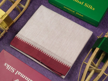Light Pink Beautiful Pure Cotton Saree With Contrast Dark Maroon Small Temple Border