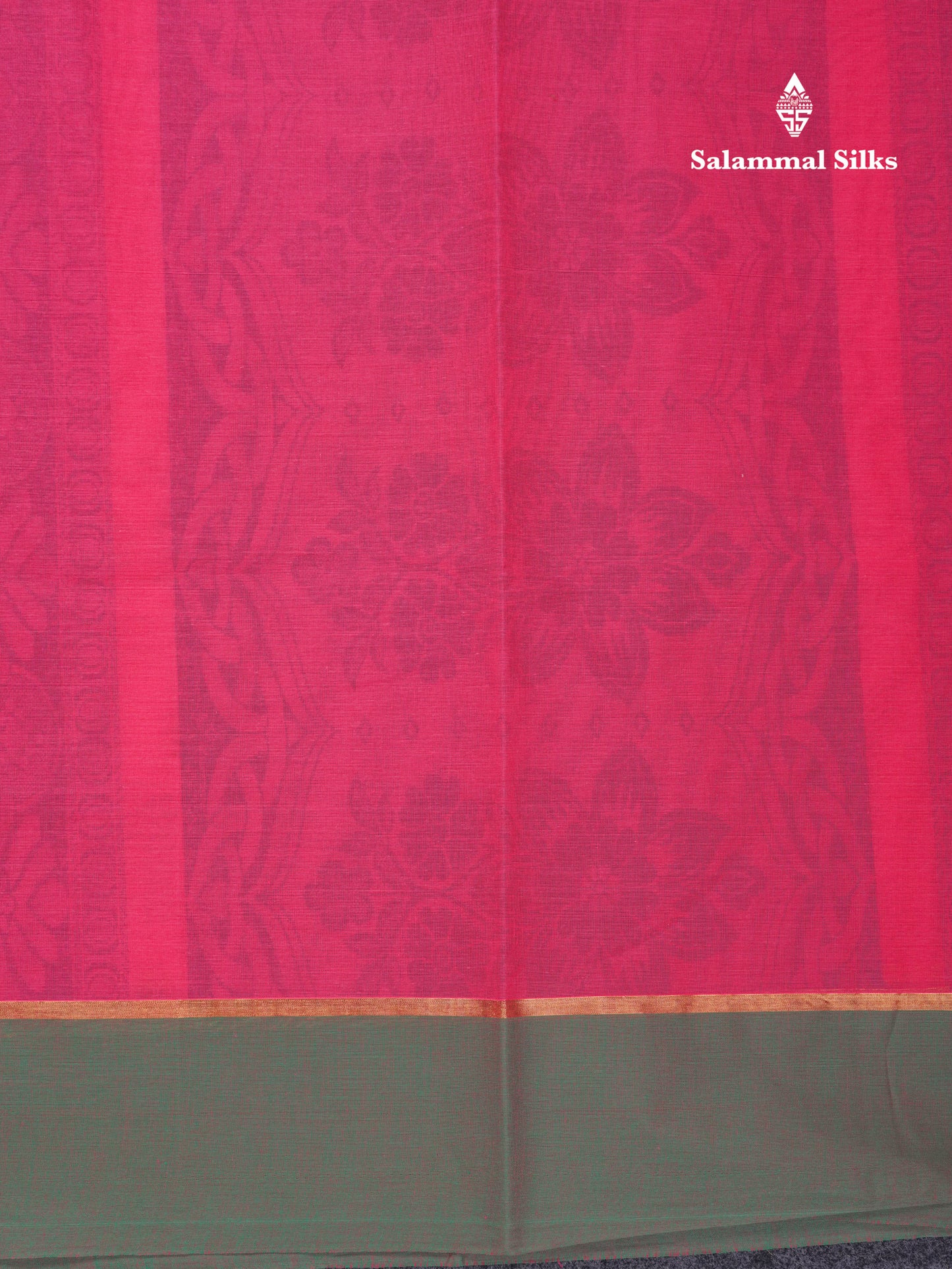Beautiful Pink Thread Work Buttas Pure Cotton Saree With Contrast Dual Tone Green Border