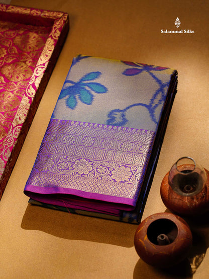 Beautiful Dual Tone Pink Pochampalli Design Semi Silk Saree With Contrast Magenta Pink Traditional Border