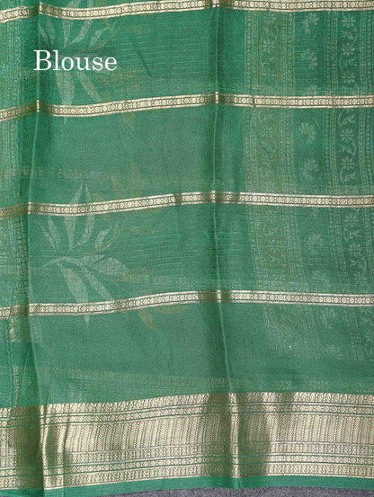 Semi Crepe Silk Saree - Half White Colour Body With Contrast Black Fancy Border