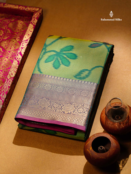 Beautiful Dual Tone Pink Pochampalli Design Semi Silk Saree With Contrast Magenta Pink Traditional Border