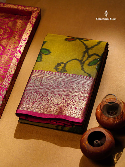 Beautiful Dual Tone Pink Pochampalli Design Semi Silk Saree With Contrast Magenta Pink Traditional Border