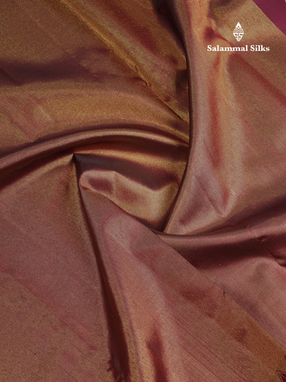 Beautiful Gold Zari Work Pure Kanjivaram Silk Saree With Contrast Magenta Traditional Checks Border