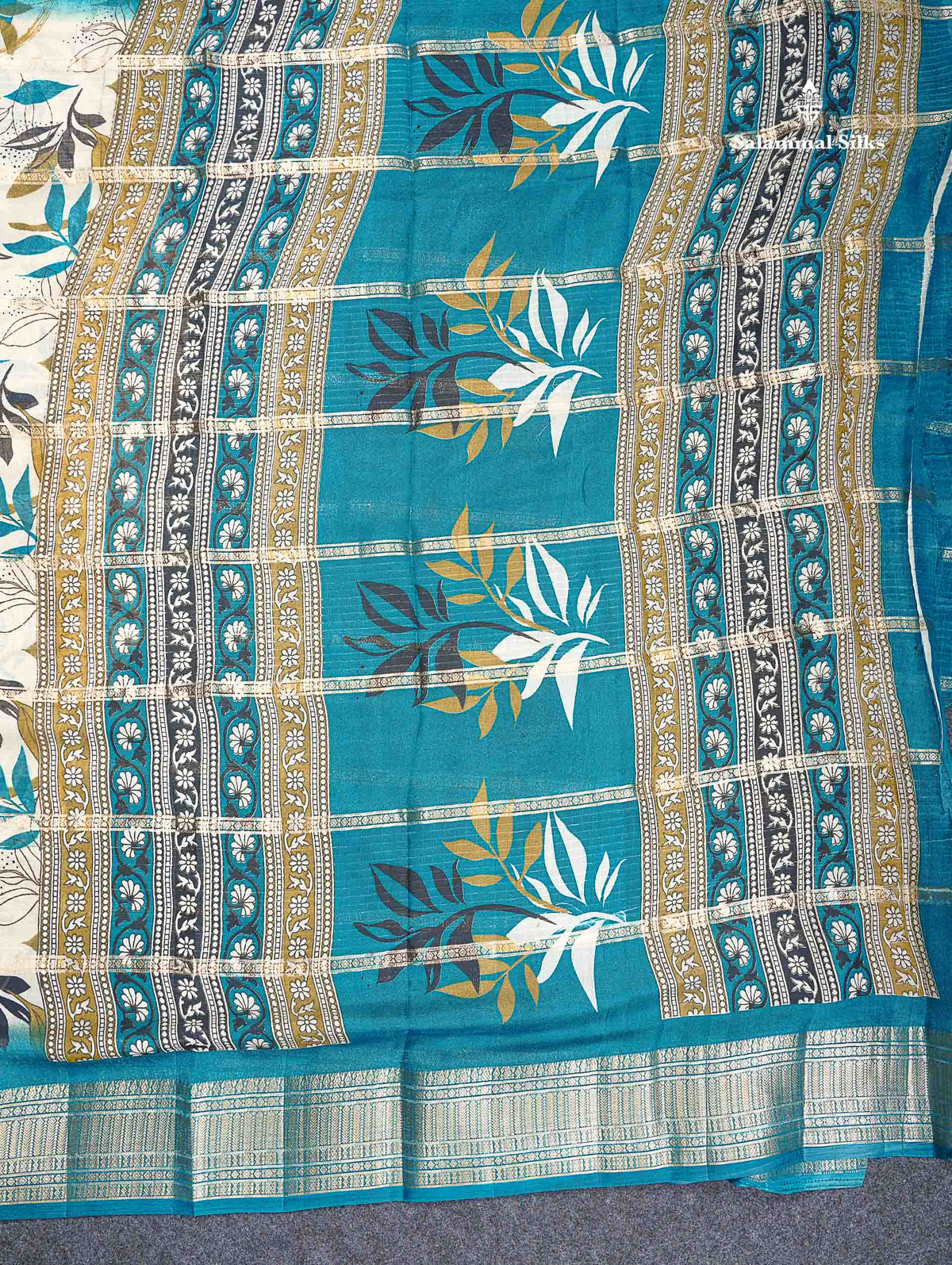 Semi Crepe Silk Saree - Half White Colour Body With Contrast Black Fancy Border