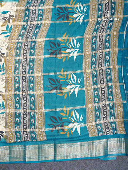 Semi Crepe Silk Saree - Half White Colour Body With Contrast Black Fancy Border