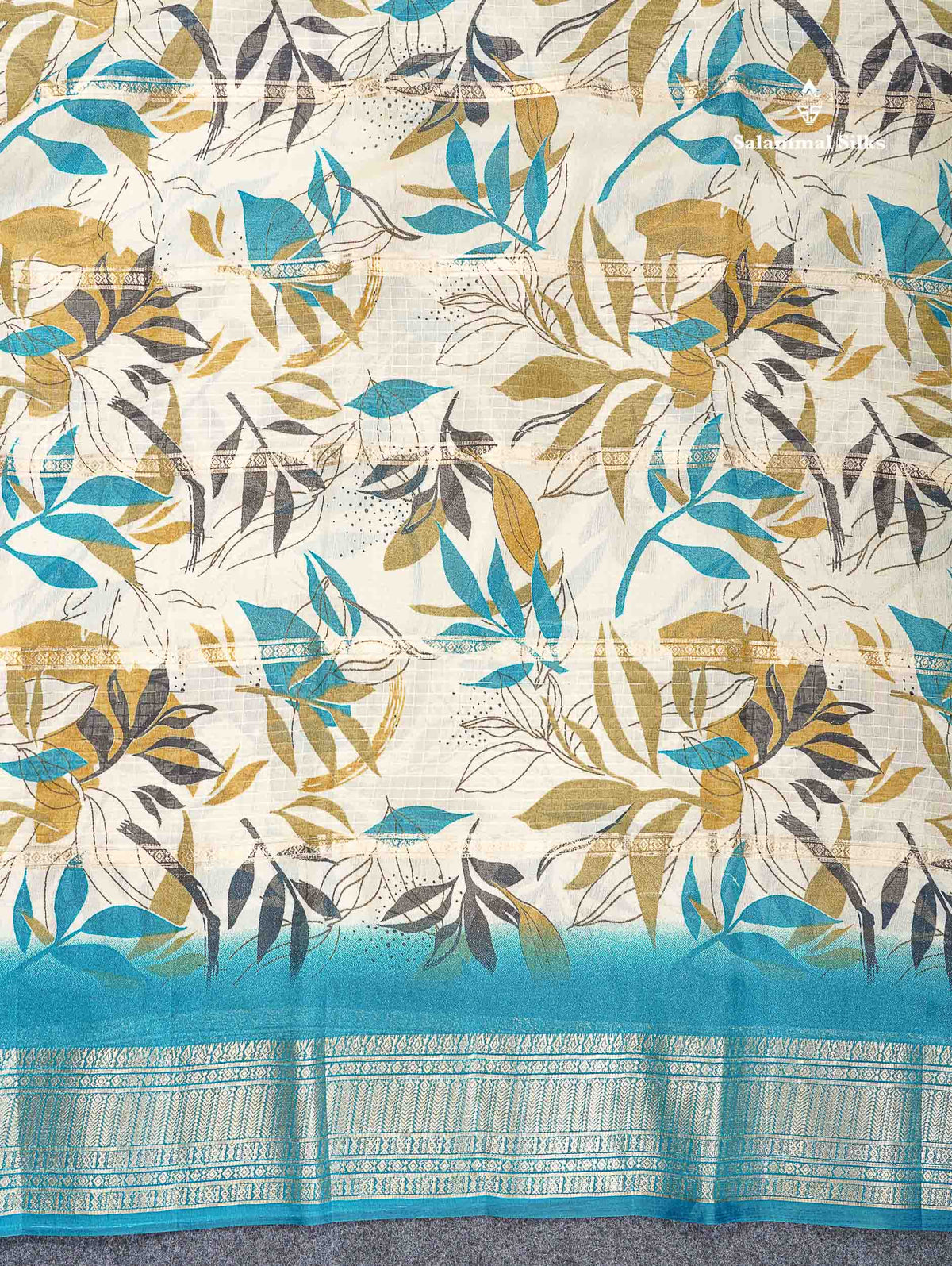 Semi Crepe Silk Saree - Half White Colour Body With Contrast Black Fancy Border