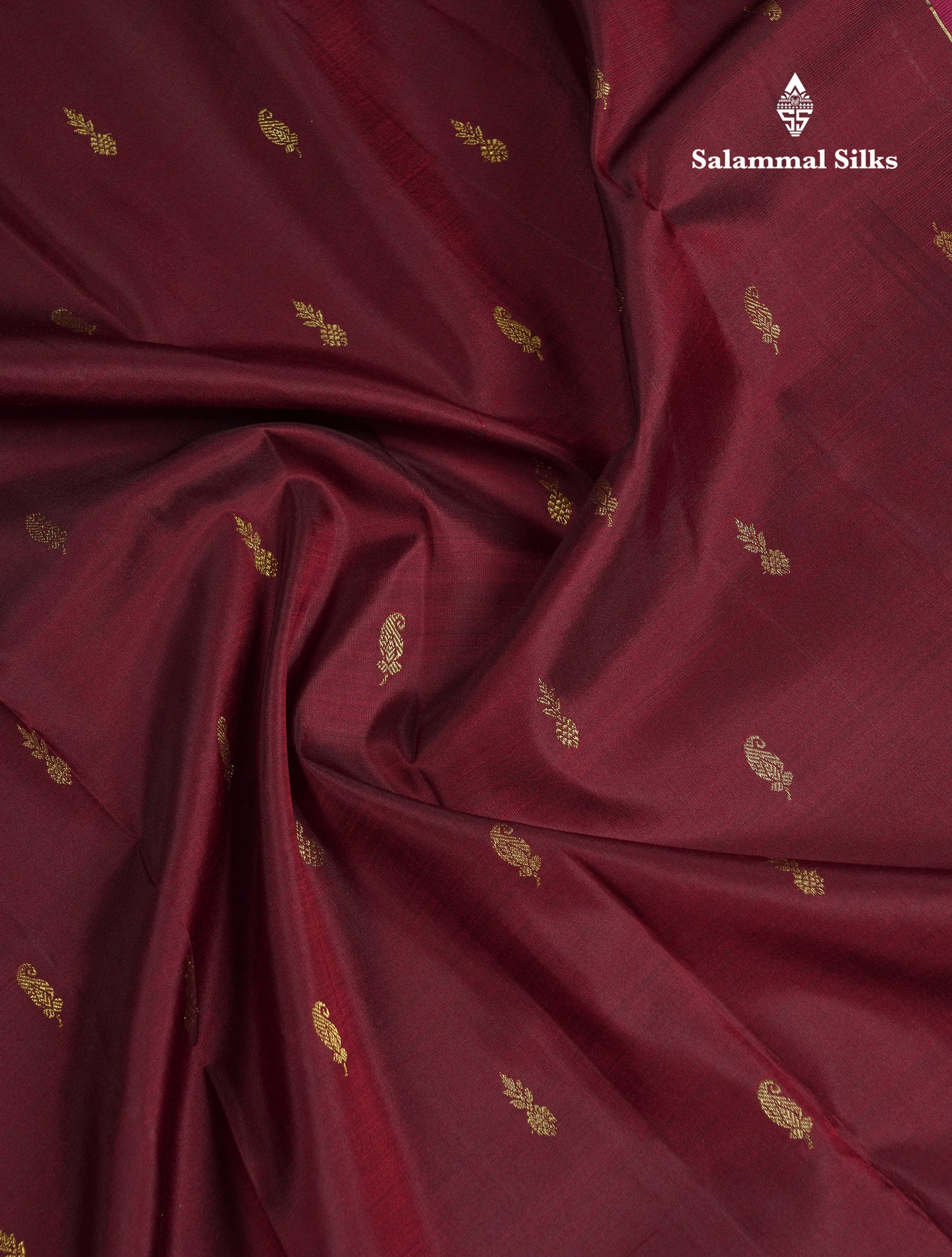 Beautiful Dark Maroon Pure Kanjivaram Silk Saree With Contrast Magenta Traditional Border