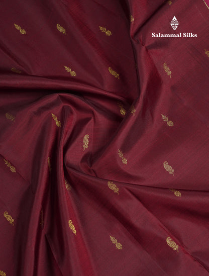 Beautiful Dark Maroon Pure Kanjivaram Silk Saree With Contrast Magenta Traditional Border