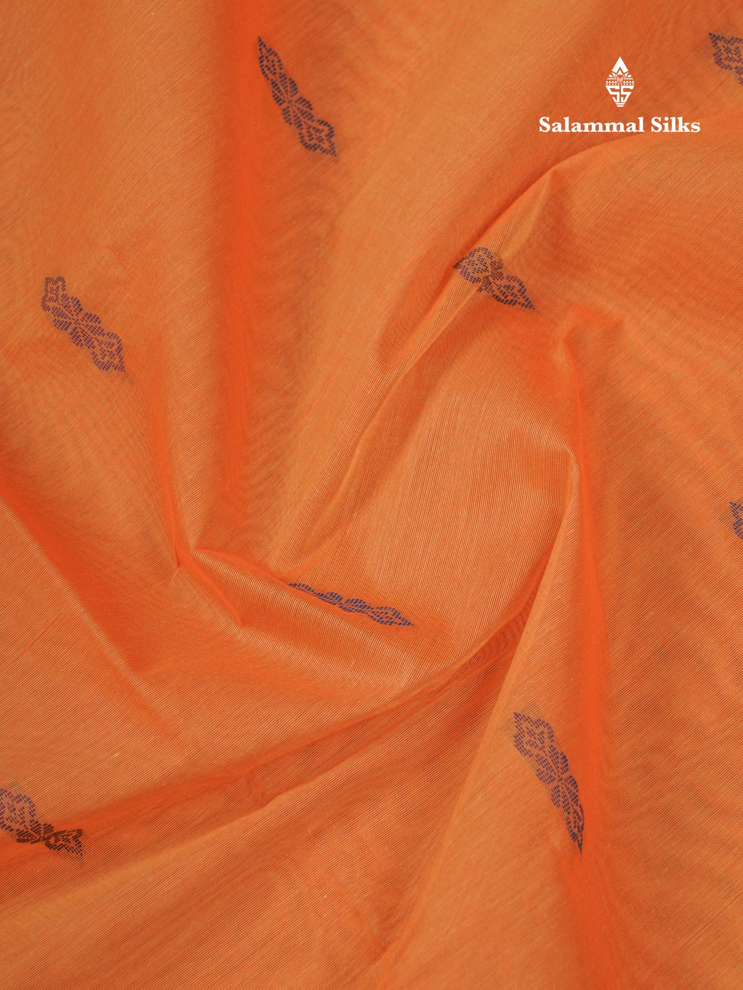 Beautiful Fanta Orange Thread Work Buttas Pure Cotton Saree With Contrast Magenta Pink Border