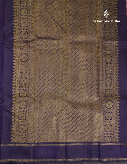 Beautiful Baby Pink Pure Kanjivaram Silk Saree With Contrast Navy Blue Traditional Gap Border