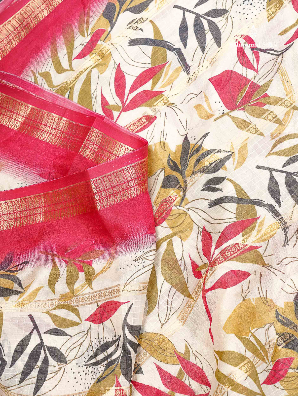 Semi Crepe Silk Saree - Half White Colour Body With Contrast Black Fancy Border
