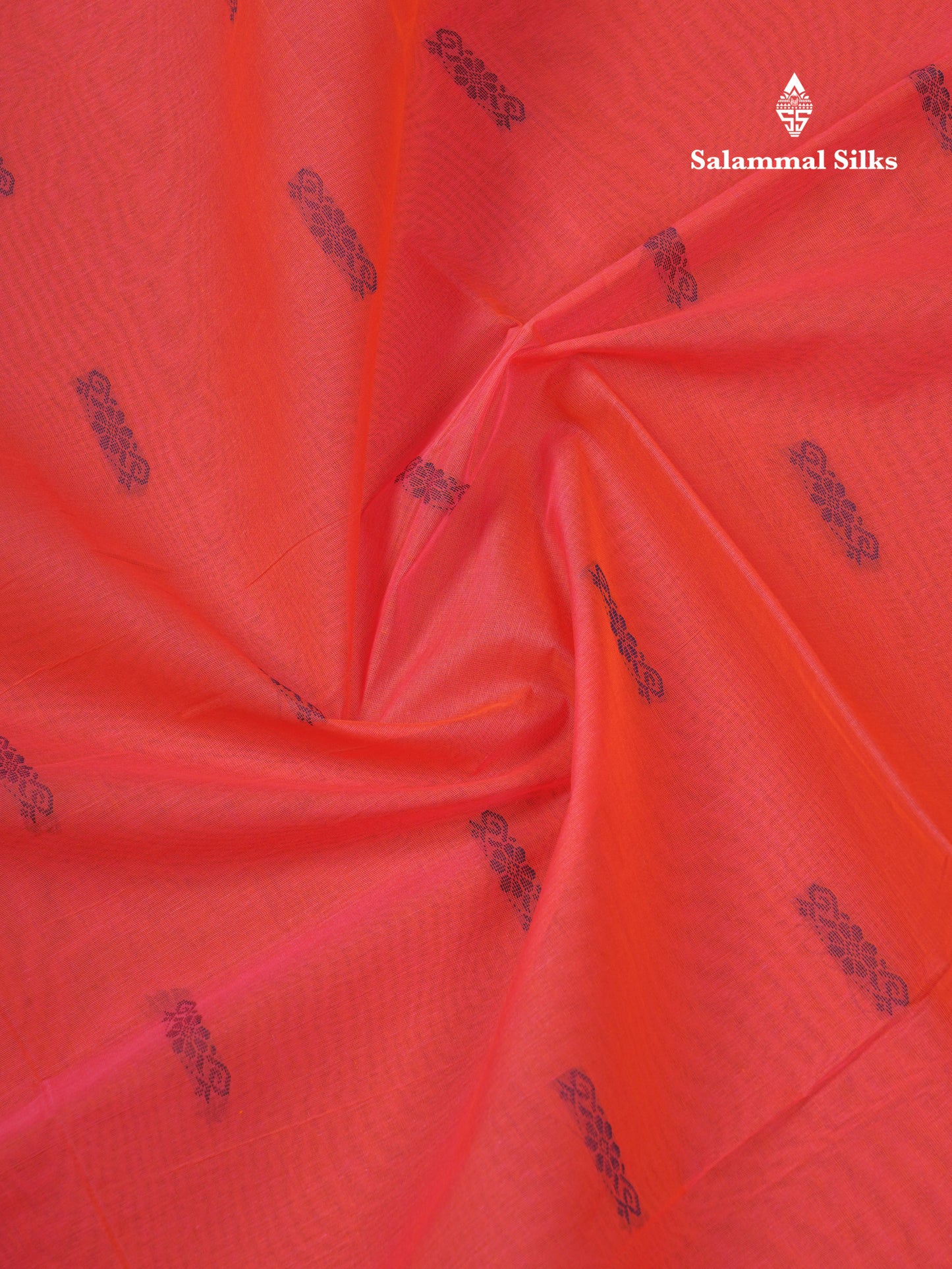 Beautiful Pinkish Orange Thread Work Buttas Pure Cotton Saree With Contrast Dual Tone Green Border