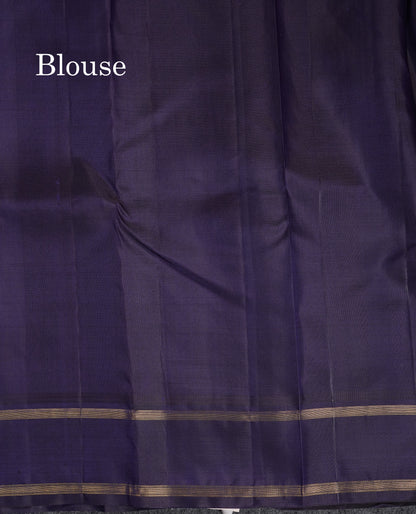 Beautiful Baby Pink Pure Kanjivaram Silk Saree With Contrast Navy Blue Traditional Gap Border