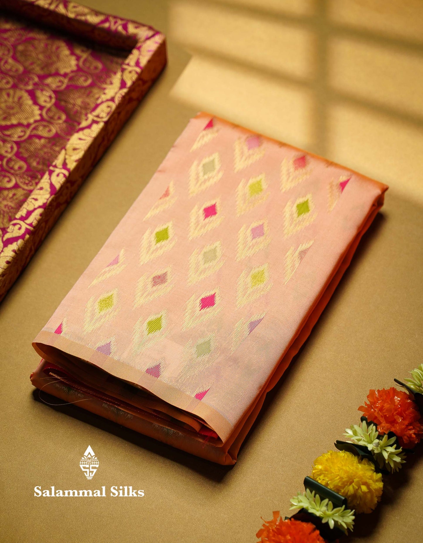 Beautiful Royal Blue Ikkat Semi Silk Fancy Saree With Vadamalli Blouse
