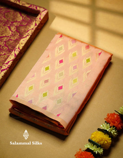 Beautiful Royal Blue Ikkat Semi Silk Fancy Saree With Vadamalli Blouse