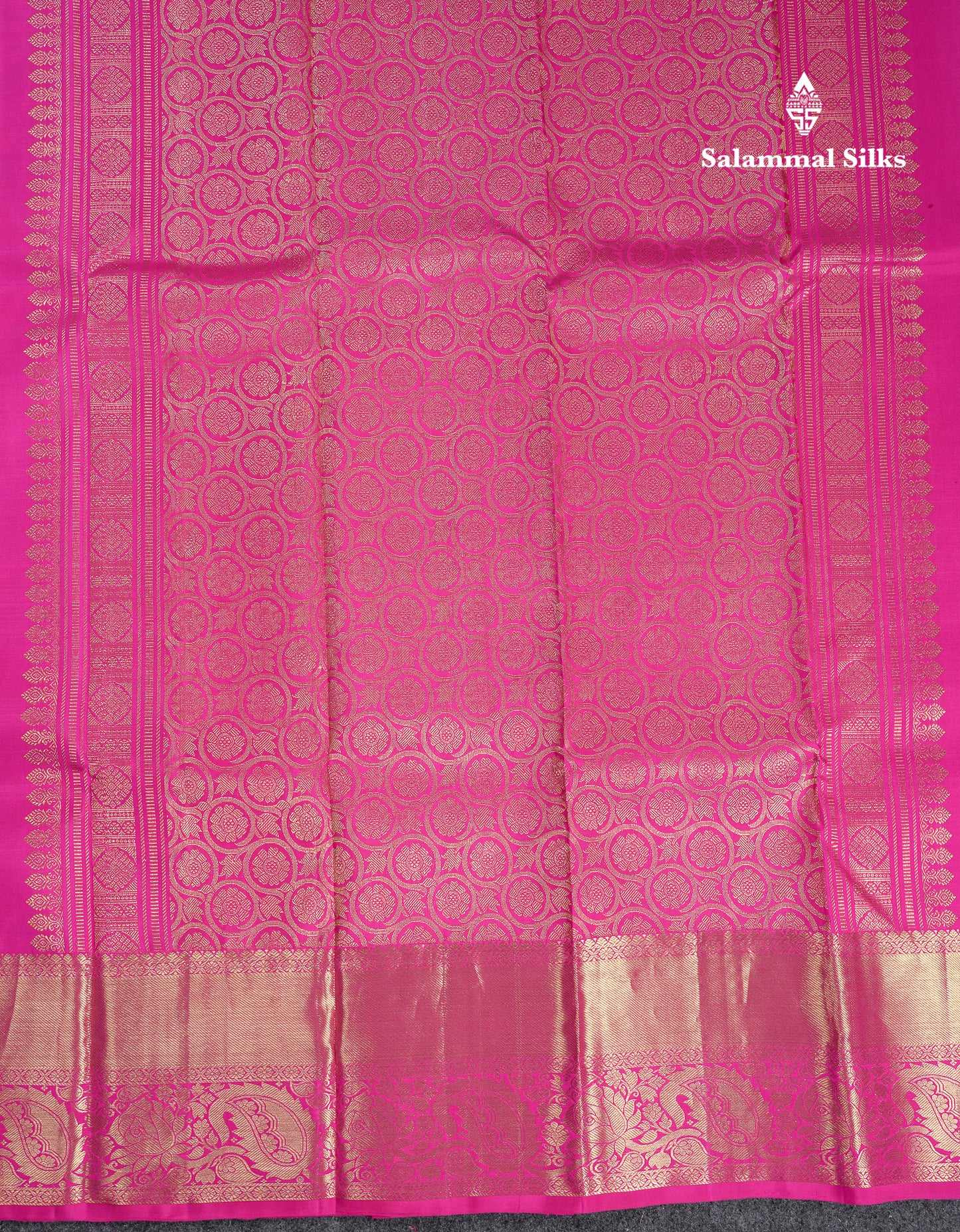 Beautiful Navy Blue Pure Kanjivaram Silk Saree With Contrast Magenta Traditional Evening Morning Border