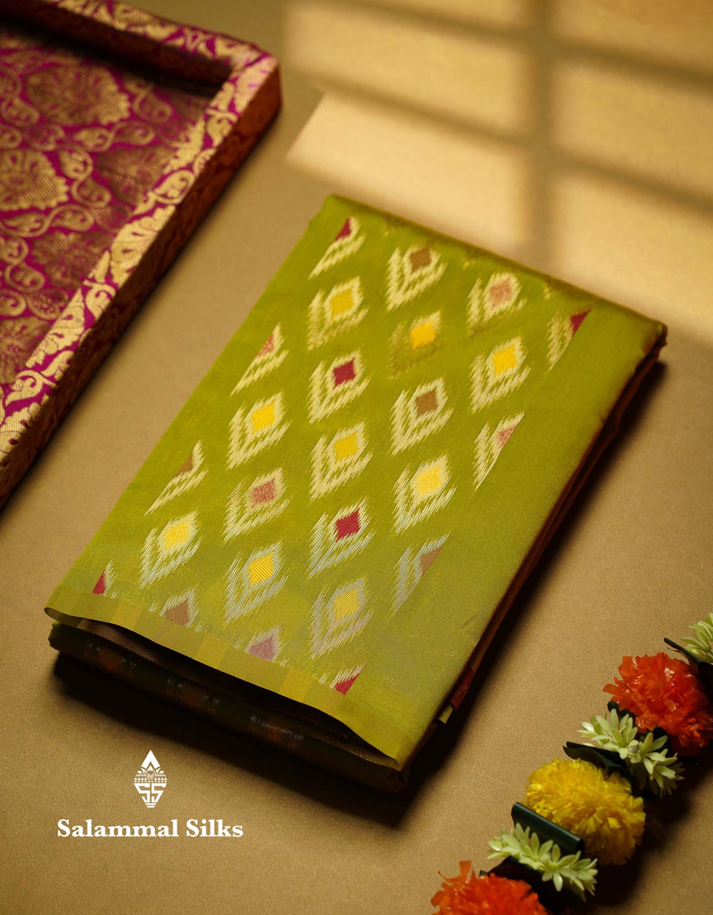 Beautiful Royal Blue Ikkat Semi Silk Fancy Saree With Vadamalli Blouse