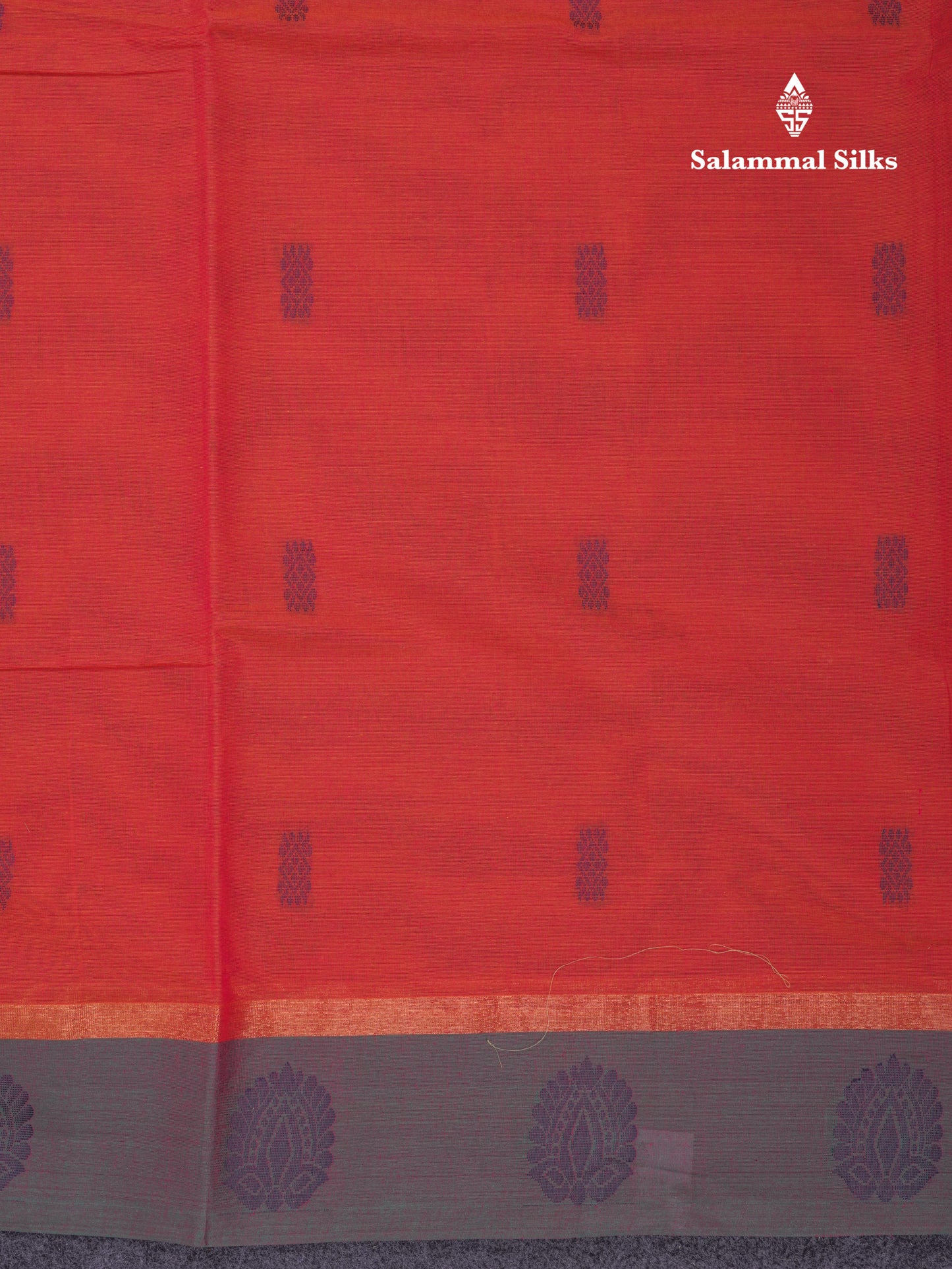Beautiful Pinkish Orange Thread Work Buttas Pure Cotton Saree With Contrast Dual Tone Green Border