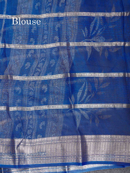 Semi Crepe Silk Saree - Half White Colour Body With Contrast Black Fancy Border