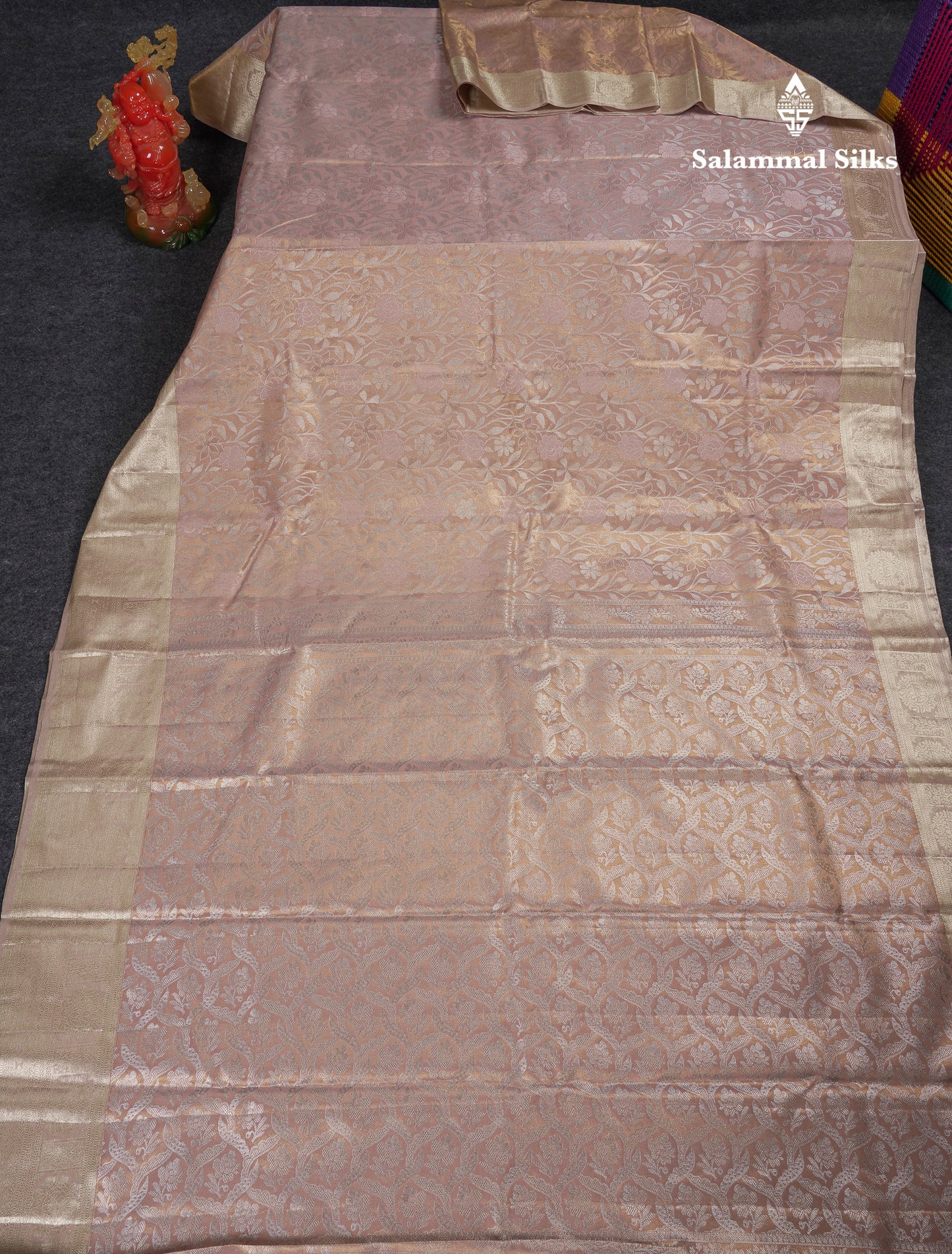 Beautiful Ice Blue Tissue Semi Silk Saree With Traditional Border