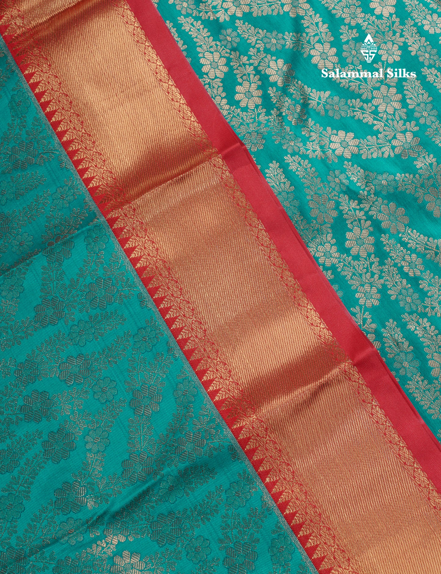 Peacock Green Semi Silk Saree With Contrast Chilly Red Traditional Evening Morning Border