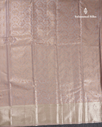 Beautiful Ice Blue Tissue Semi Silk Saree With Traditional Border