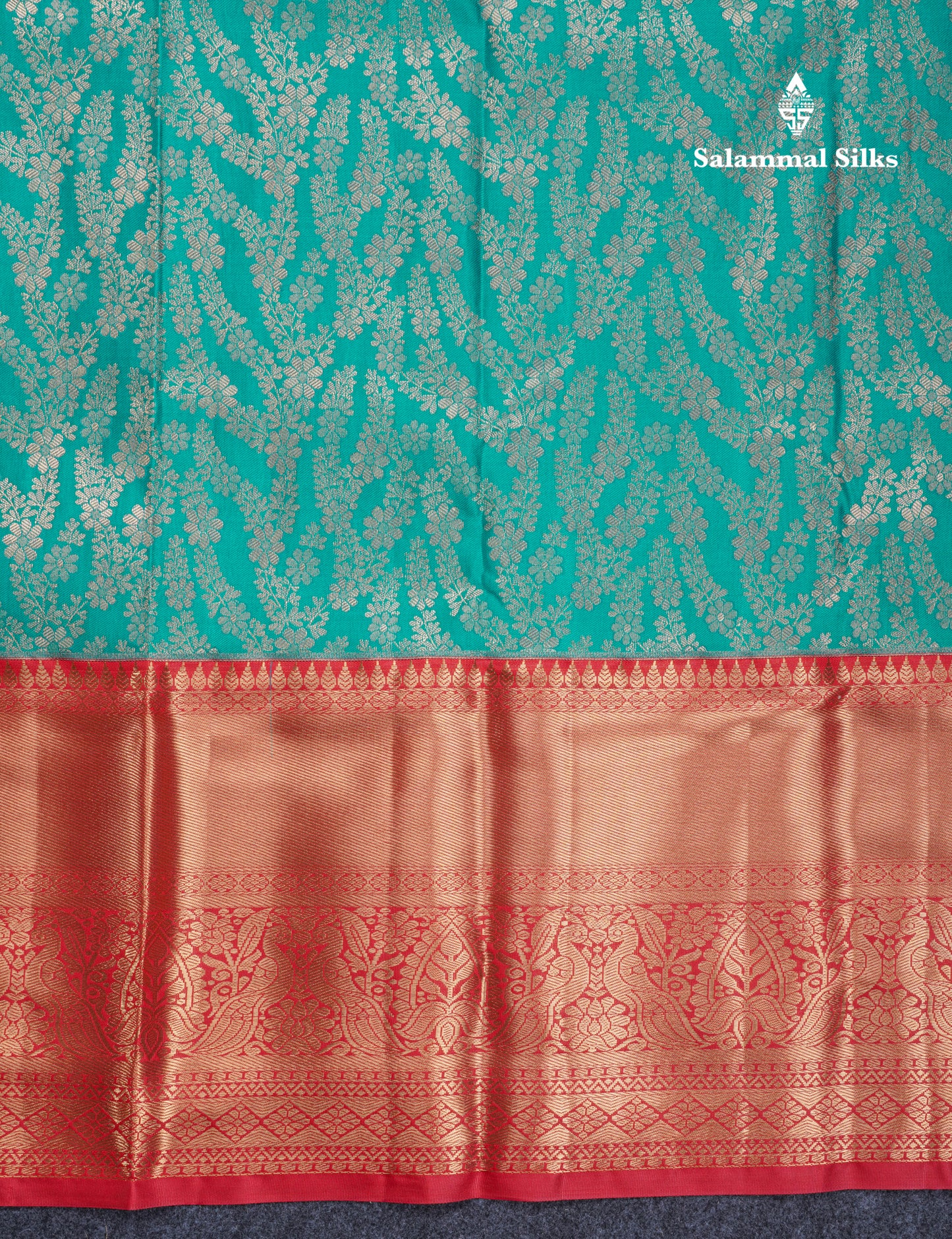 Peacock Green Semi Silk Saree With Contrast Chilly Red Traditional Evening Morning Border