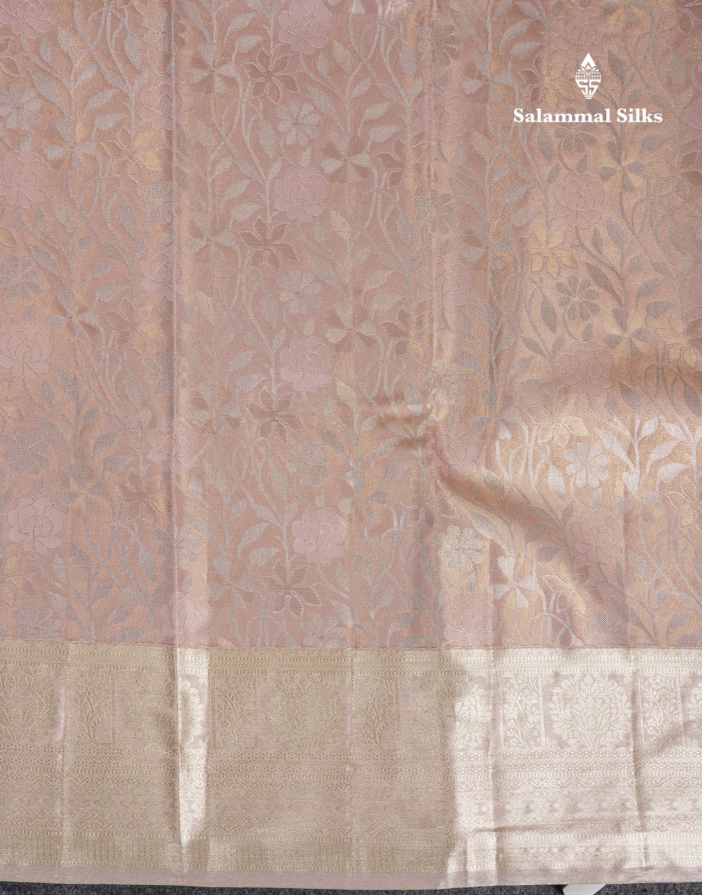 Beautiful Ice Blue Tissue Semi Silk Saree With Traditional Border