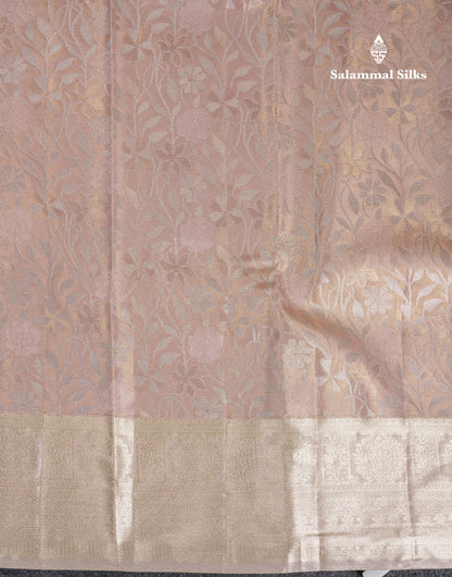 Beautiful Ice Blue Tissue Semi Silk Saree With Traditional Border
