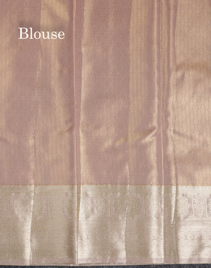 Beautiful Ice Blue Tissue Semi Silk Saree With Traditional Border
