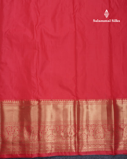 Peacock Green Semi Silk Saree With Contrast Chilly Red Traditional Evening Morning Border