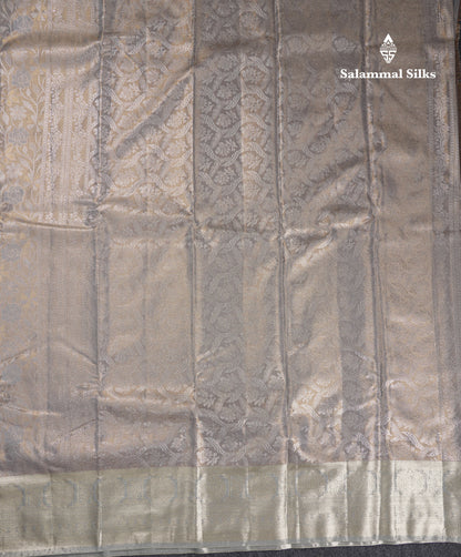 Beautiful Ice Blue Tissue Semi Silk Saree With Traditional Border