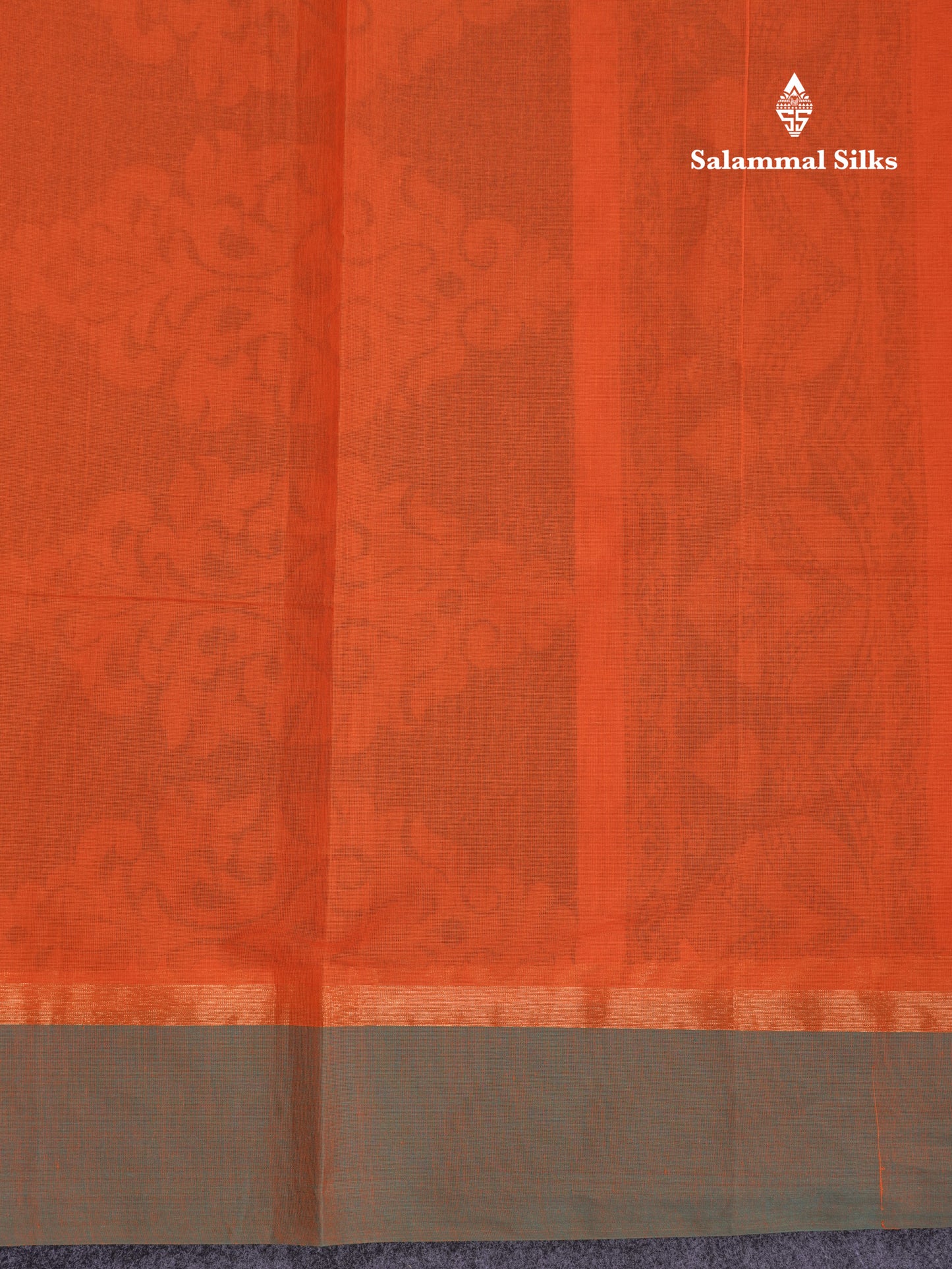 Beautiful Rust Orange Thread Work Buttas Pure Cotton Saree With Contrast Dual Tone Green Border