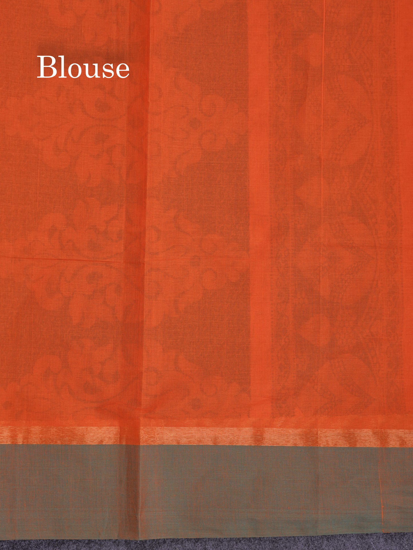 Beautiful Rust Orange Thread Work Buttas Pure Cotton Saree With Contrast Dual Tone Green Border