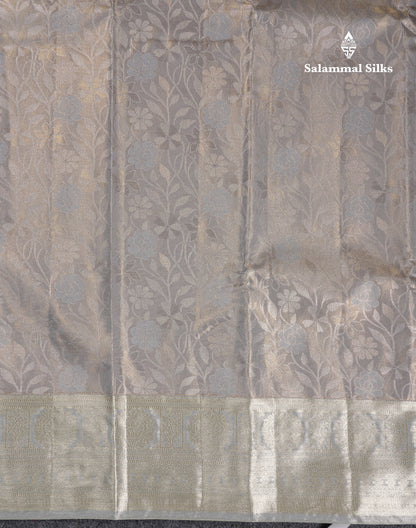 Beautiful Ice Blue Tissue Semi Silk Saree With Traditional Border