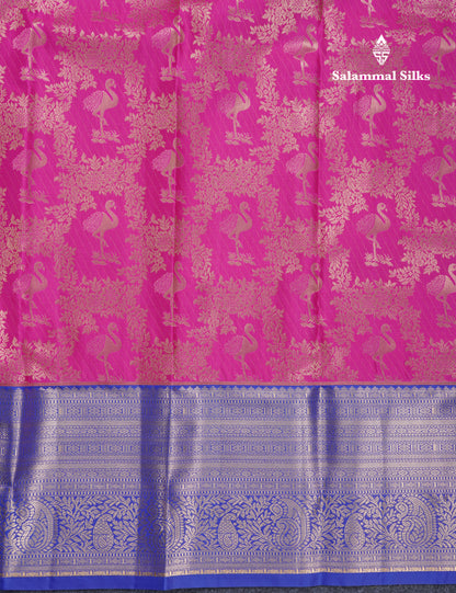 Meganta Pink Semi Silk Saree With Contrast Royal Blue Traditional Evening Morning Border