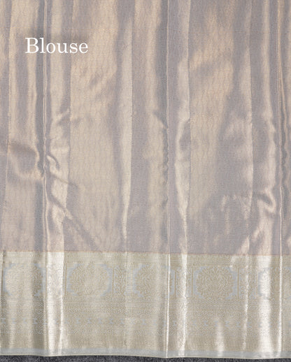 Beautiful Ice Blue Tissue Semi Silk Saree With Traditional Border