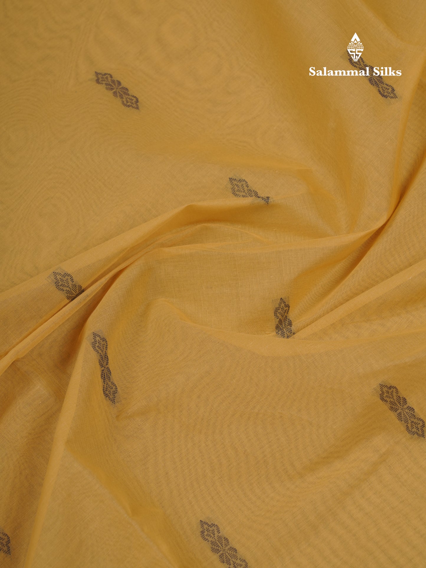 Beautiful Yellow Thread Work Buttas Pure Cotton Saree With Contrast Magenta Pink Border