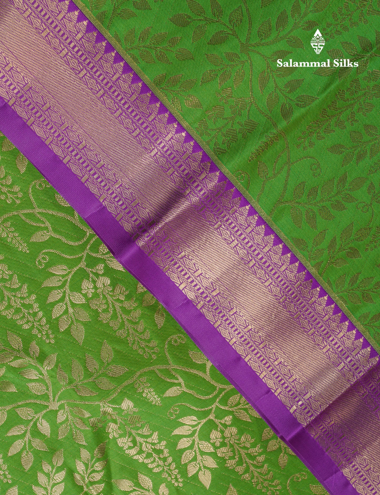 Green Semi Silk Saree With Contrast Violet Traditional Evening Morning Border
