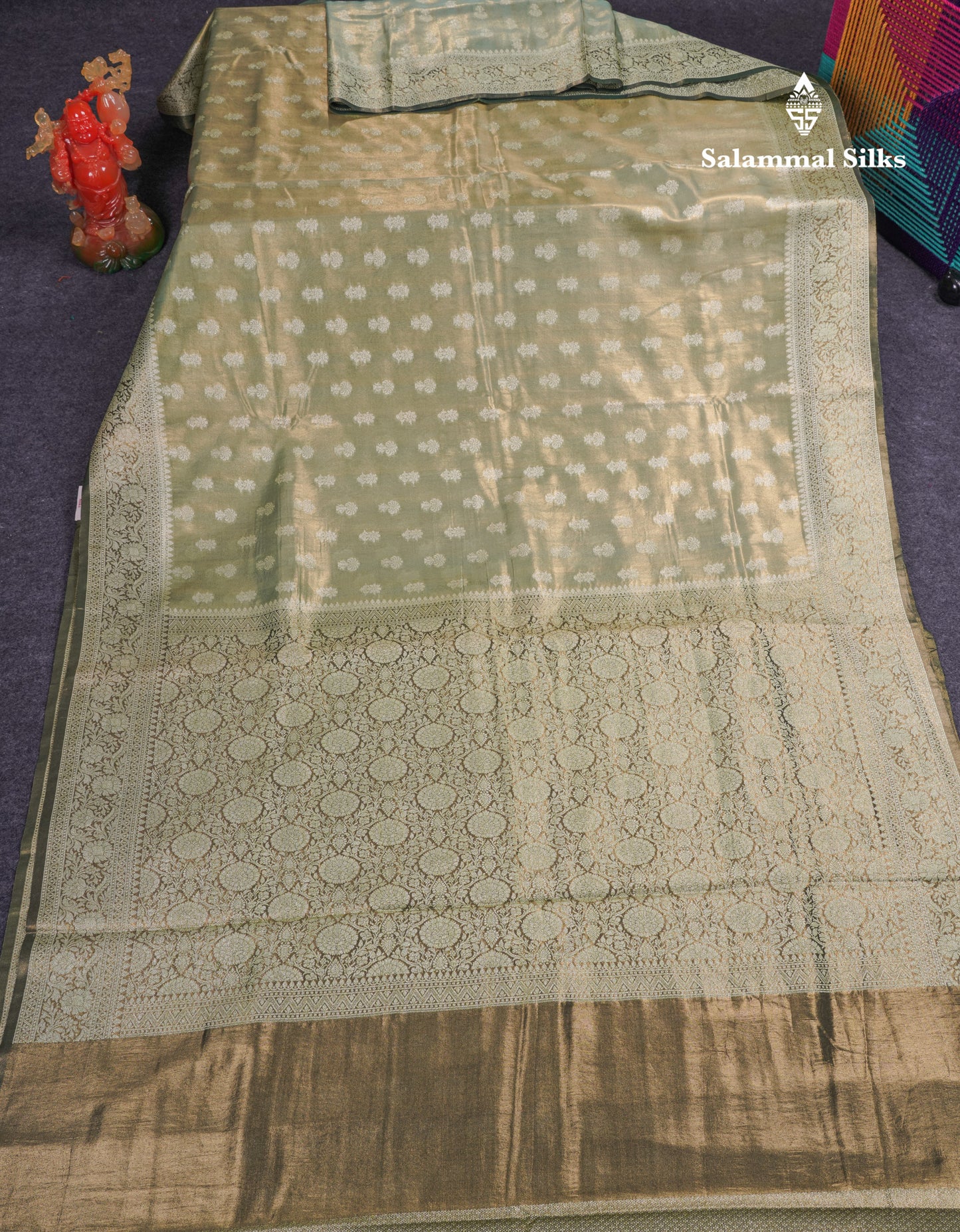 Beautiful Cream Pink Tissue Silk Mix Fancy Saree With Violet Border
