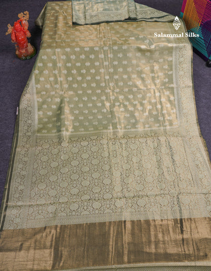 Beautiful Cream Pink Tissue Silk Mix Fancy Saree With Violet Border