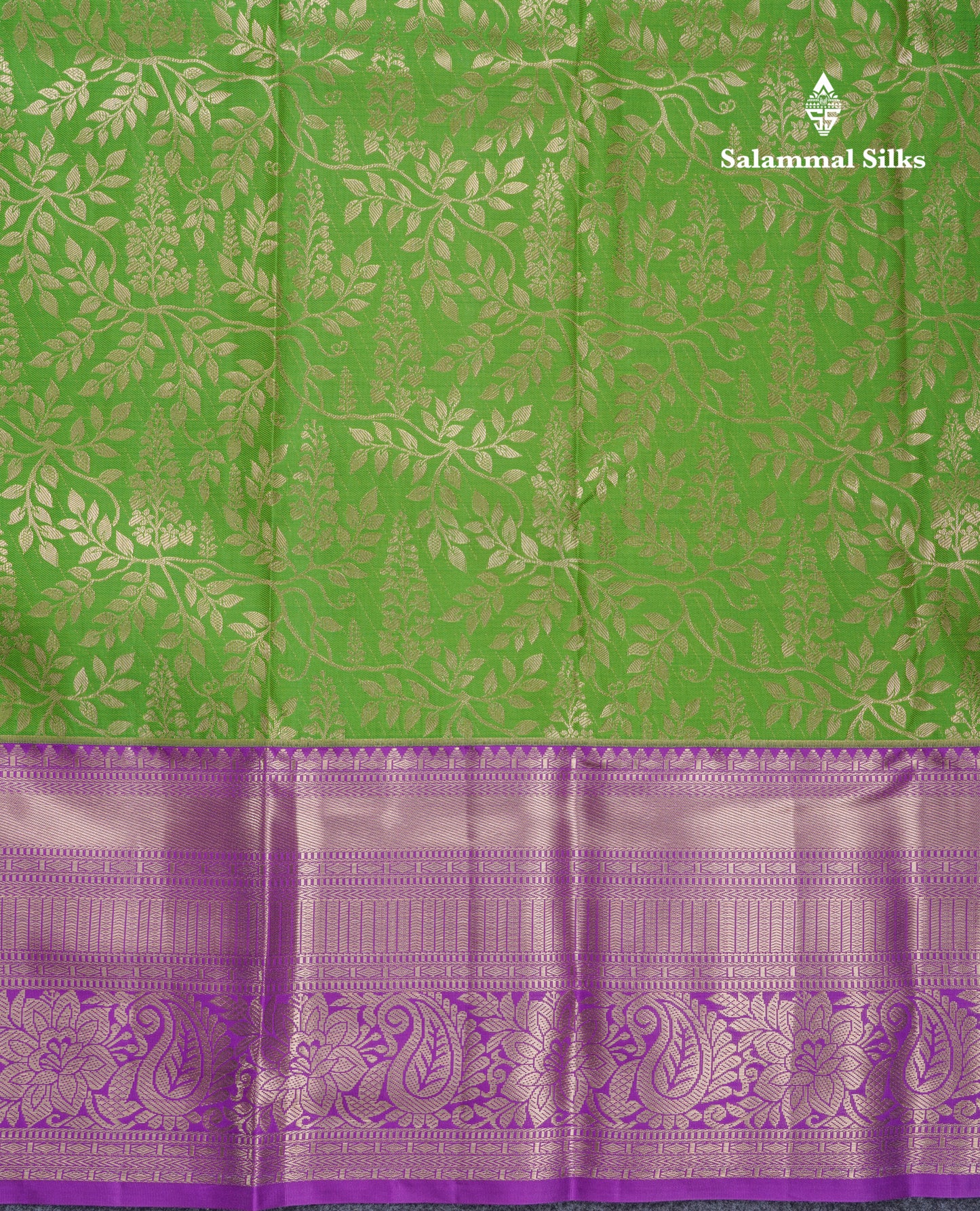 Green Semi Silk Saree With Contrast Violet Traditional Evening Morning Border