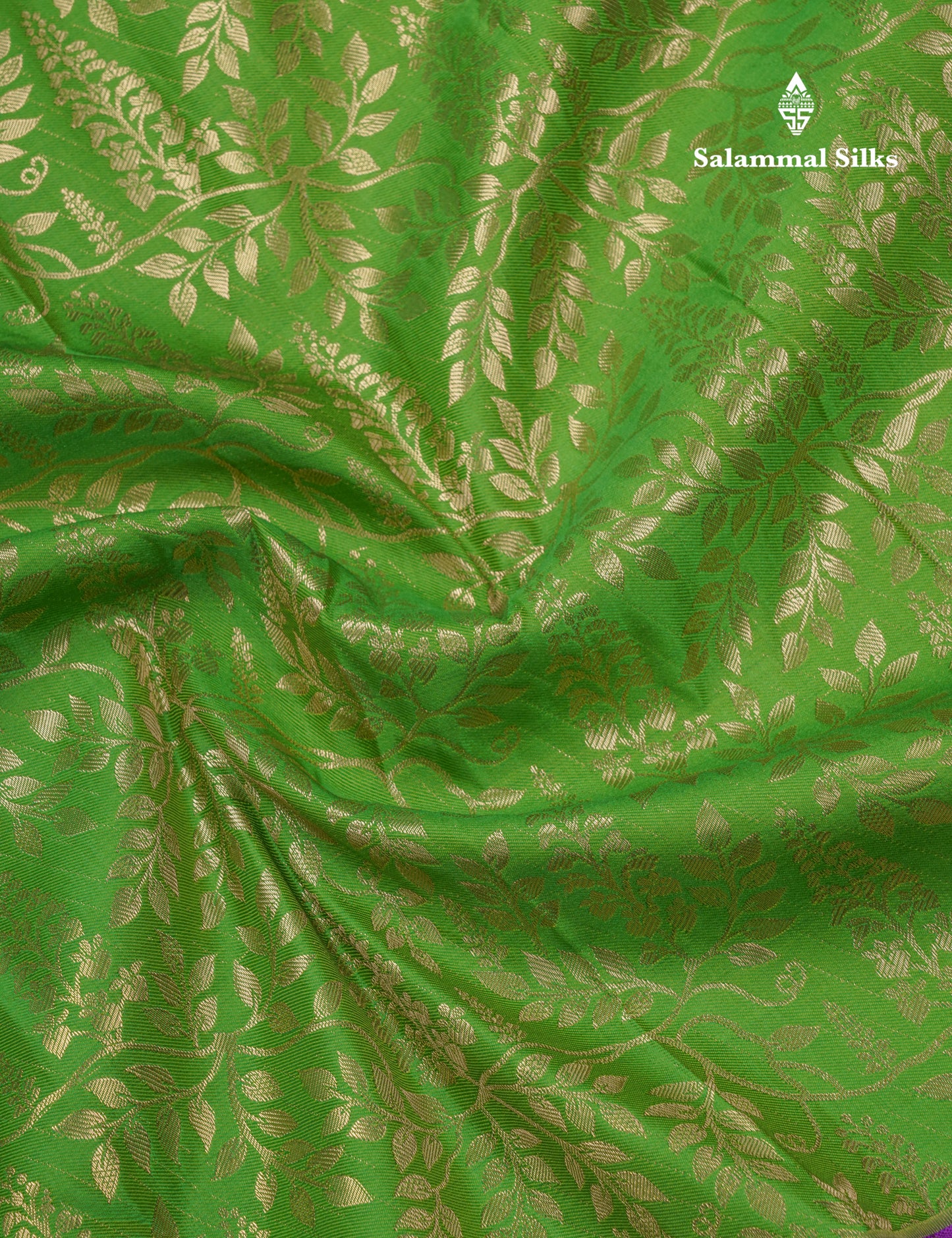 Green Semi Silk Saree With Contrast Violet Traditional Evening Morning Border