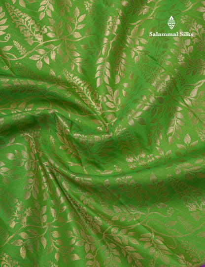 Green Semi Silk Saree With Contrast Violet Traditional Evening Morning Border